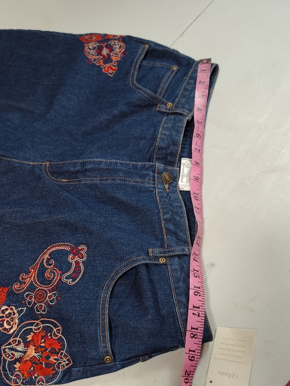 Christopher & Banks Cotton Stretch Embroidered Floral Boot Cut Jeans Size 20W - Picture 10 of 15